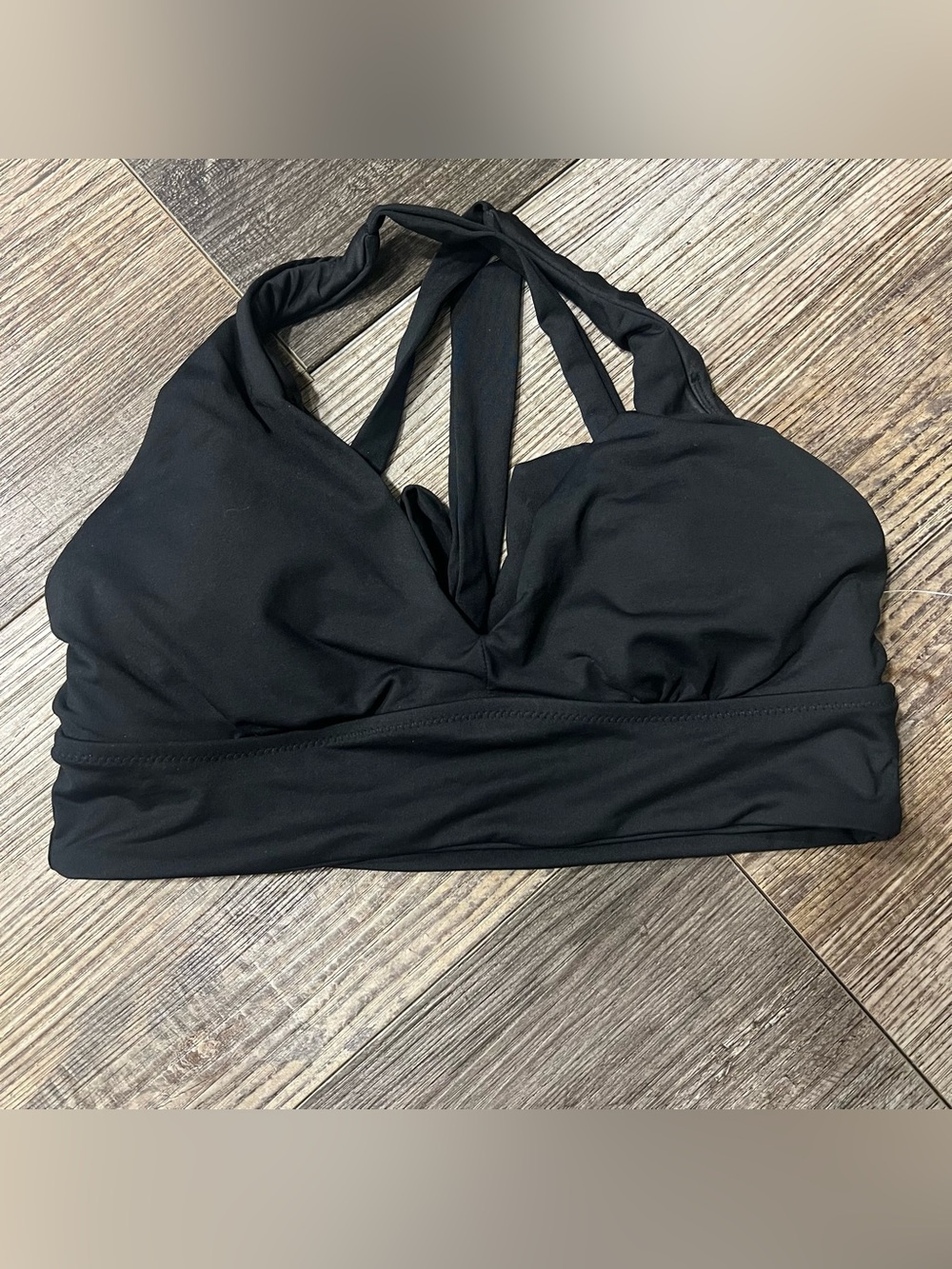 Athleta Black Halter Bikini Top with Strappy Back
